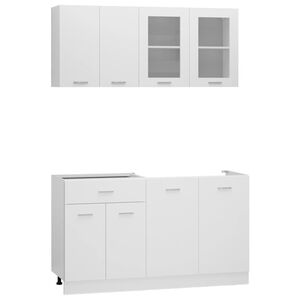 vidaXL Set Armadi da Cucina 4 pz Lyon Bianco in Truciolato