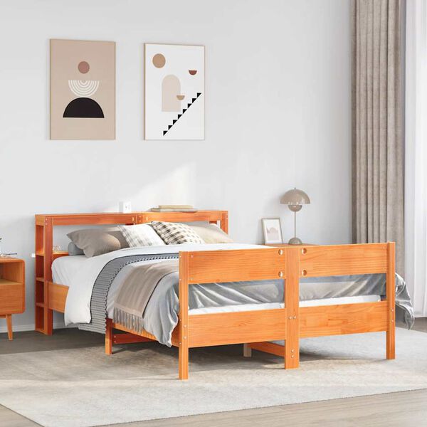 vidaXL Letto senza Materasso Marrone Cera 140x190 cm in Legno di Pino
