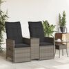 vidaXL Divano Giardino Reclinabile 2 Posti Tavolino Grigio Polyrattan