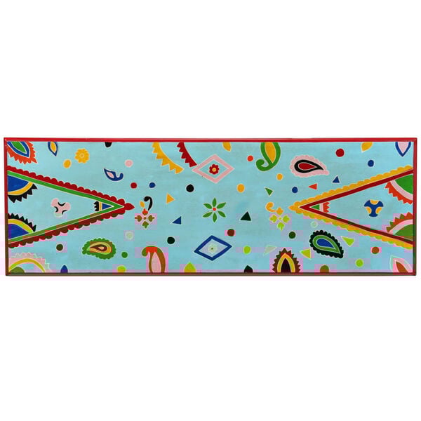 vidaXL Consolle in Legno Massello di Mango Blu Dipinta a Mano