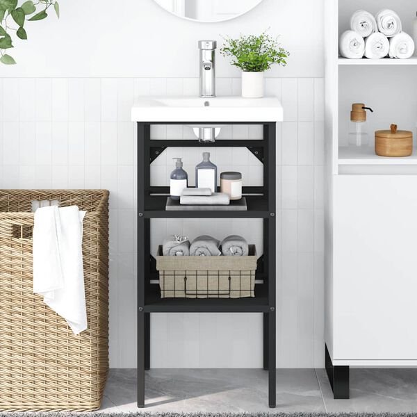 vidaXL Struttura per Lavabo da Bagno Nera 40x38x83 cm in Ferro
