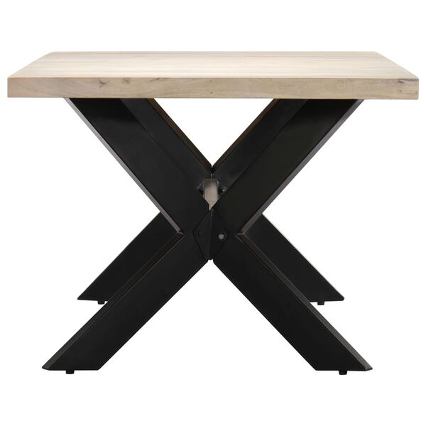 vidaXL Tavolo da Pranzo 140x70x75 cm Legno Massello di Mango Sbiancato