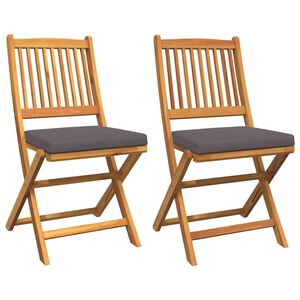 vidaXL Sedia pieghevole 2 pz Marrone Legno massello di acacia