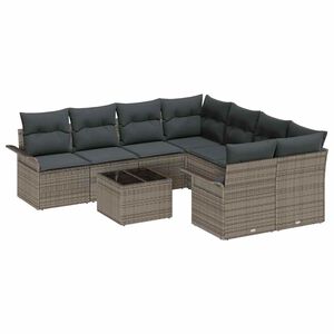 vidaXL Set Divano da Giardino 9 pz Grigio polyrattan