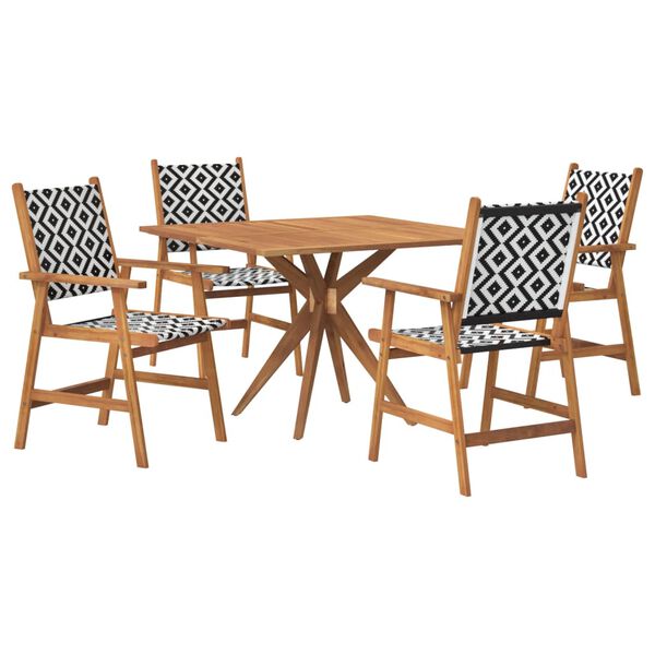 vidaXL Set da Pranzo per Giardino 5 pz in Legno Massello di Acacia