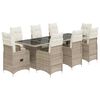 vidaXL Set da Bistr&ograve; da Giardino 9 pz con Cuscini Beige in Polyrattan
