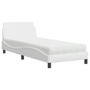 vidaXL Letto con Materasso Dover Bianco 90x190 cm in Similpelle