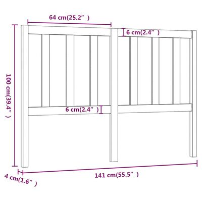 vidaXL Testiera per Letto Miele 141x4x100 cm in Legno Massello di Pino