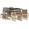 vidaXL Set Pranzo da Giardino 9 pz con Cuscini Beige Misto Polyrattan