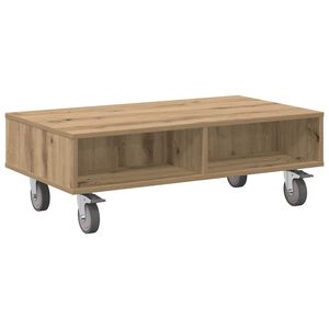 vidaXL Tavolino con Ruote Rovere artigianale 90 x 50 x 30 cm
