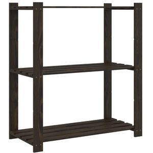 vidaXL Scaffale a 3 Livelli Nero 80x38x90 cm in Legno Massello di Pino