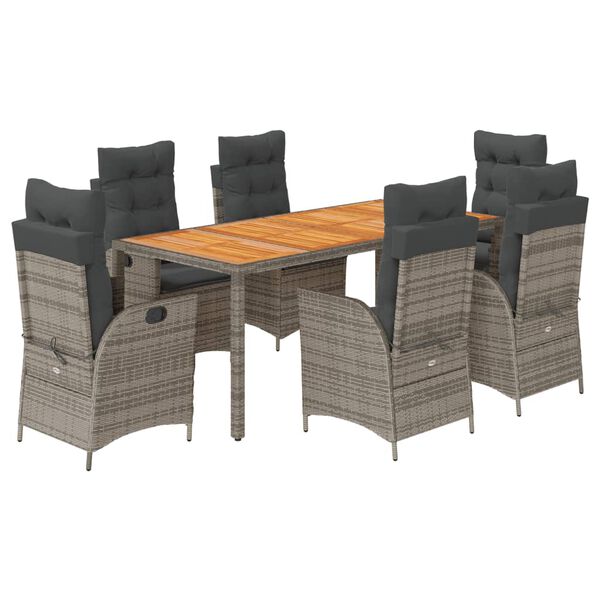 vidaXL Set da Pranzo da Giardino 7 pz con Cuscini in Polyrattan Grigio