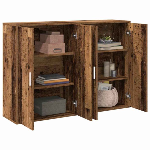 vidaXL Credenza 2 pcs Legno vecchio 60 x 31 x 84 cm Legno multistrato