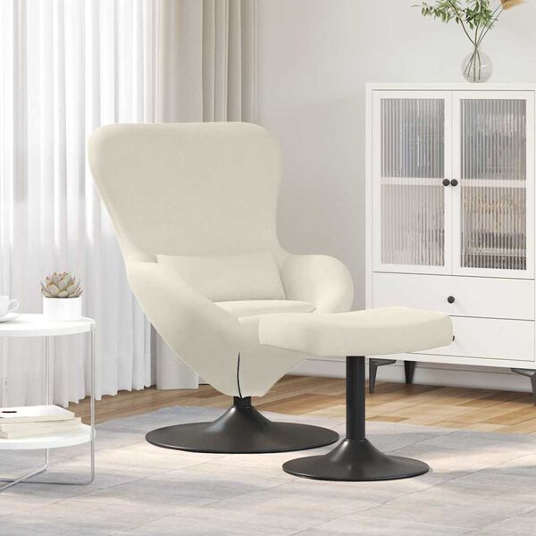 vidaXL Sedia Egg con Pouf Crema Velluto