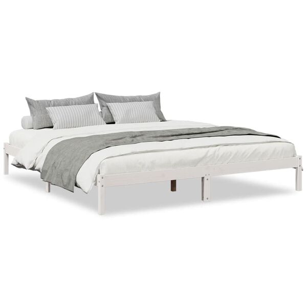 vidaXL Letto Extra Lungo senza Materasso Bianco 180x210 cm in Pino