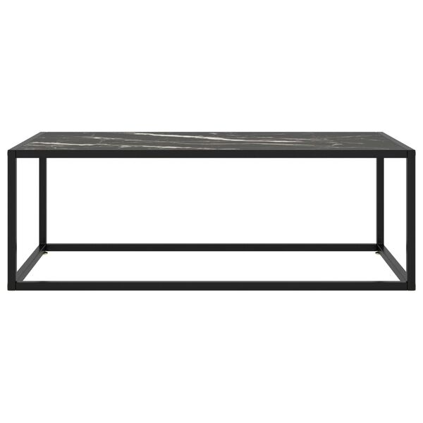vidaXL Tavolino da Salotto Nero con Vetro Marmo Nero 100x50x35 cm