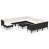 vidaXL Set Divani da Giardino 13 pz con Cuscini in Polyrattan Nero