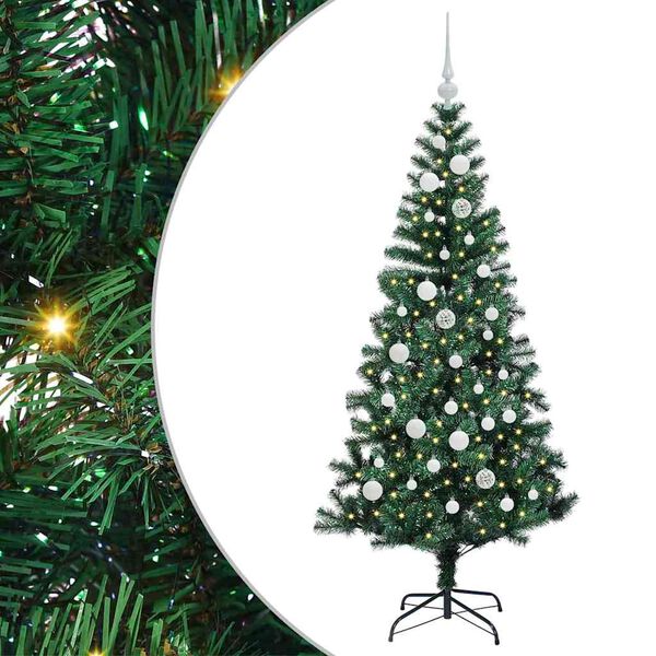 vidaXL Albero di Natale artificiale con luci integrate Verde 150 cm