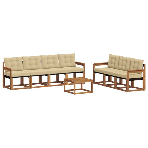 vidaXL Set di divani da esterno con cuscino 8 pcs Naturale e Beige