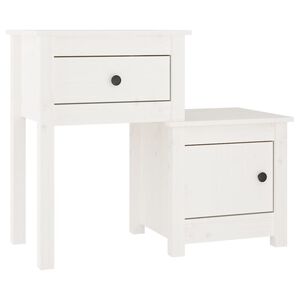 vidaXL Comodino Bianco 79,5x38x65,5 cm in Legno Massello di Pino