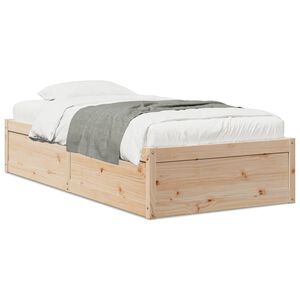 vidaXL Letto senza Materasso 75x190 cm in Legno Massello Pino