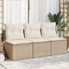 vidaXL Divano da Giardino con Cuscini a 3 Posti Beige in Polyrattan