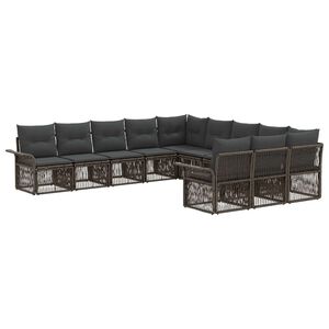 vidaXL Set Divano da Giardino 11 pz Grigio polyrattan