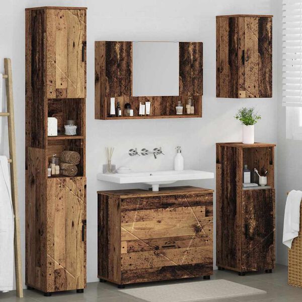 vidaXL Set di mobili per il bagno con cassetto 5 pcs Legno vecchio