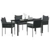 vidaXL Set da Pranzo per Giardino 5 pcs Nero e Grigio Rattan in PE