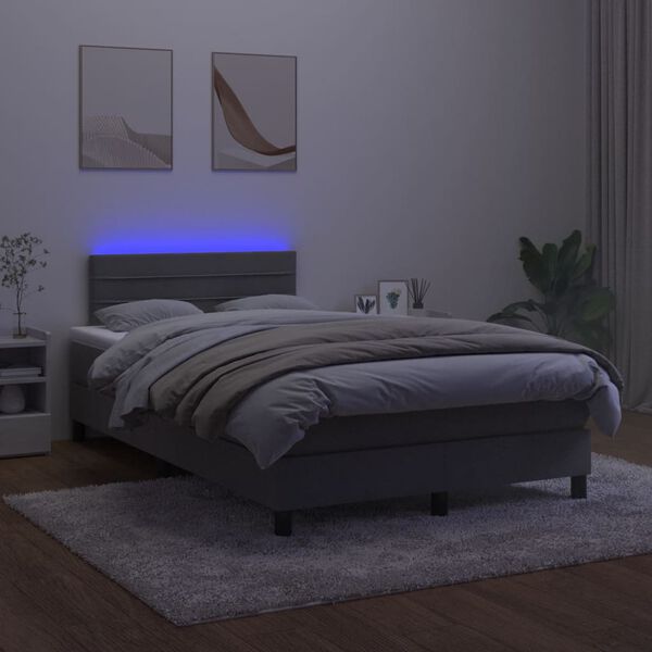 vidaXL Letto a Molle con Materasso e LED Grigio Scuro 120x200 cm