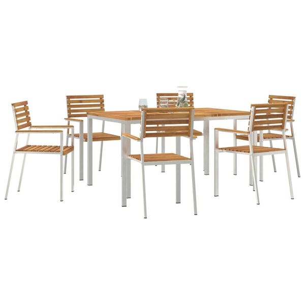 vidaXL Set da Pranzo per Giardino 7 pcs Legno di Acacia Massello