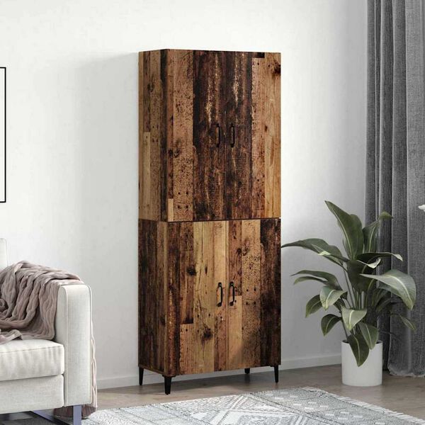 vidaXL Credenza 2 pcs Legno vecchio Legno multistrato