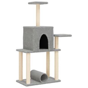 vidaXL Albero per Gatti con Tiragraffi in Sisal Grigio Chiaro 122 cm