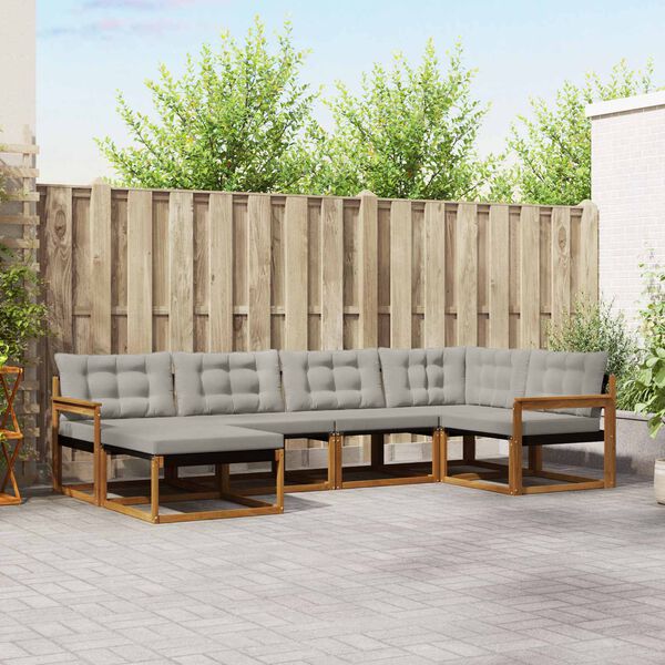 vidaXL Set di divani da esterno 6 pcs Grigio Naturale e Chiaro