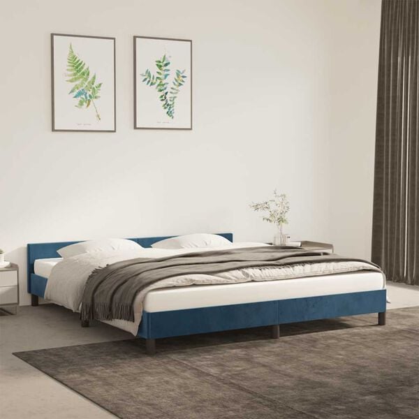 vidaXL Giroletto senza Materasso Blu Scuro 180x200 cm in Velluto