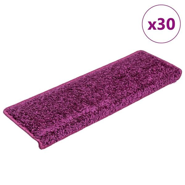 vidaXL Tappetini per scale 30 pz 65x21x4 cm Viola Bordo rettangolare