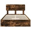 vidaXL Letto con Contenitore con testiera Rovere fum&eacute; 135 x 190 cm