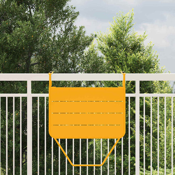 vidaXL Tavolo Appeso da Balcone Giallo 60 x 39 x 65 cm Acciaio