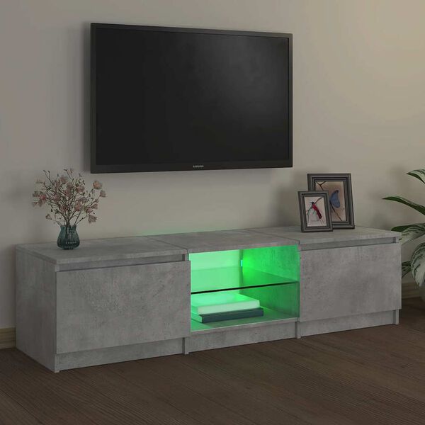 vidaXL Mobile Porta TV con Luci LED Grigio Cemento 140x40x36 cm