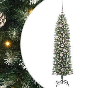 vidaXL Albero di Natale Artificiale Sottile Verde e Bianco 150 cm