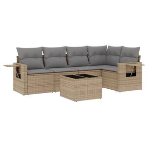 vidaXL Set Divano da Giardino 6 pz con Cuscini Beige in Polyrattan