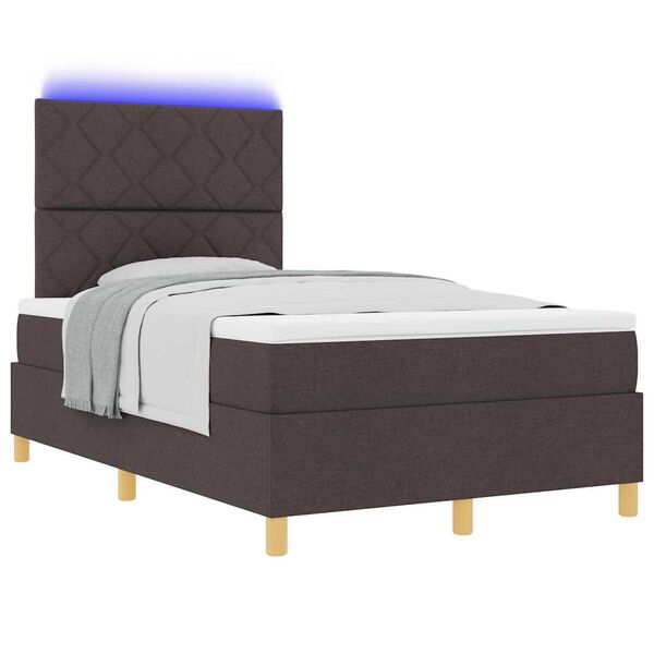 vidaXL Letto a Sorgente LED Marrone Scuro 120 x 200 cm Tessuto