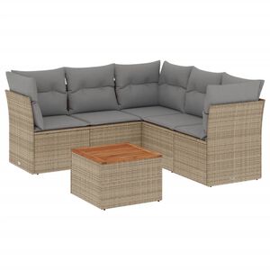 vidaXL Set Divano da Giardino 6 pz con Cuscini Beige in Polyrattan