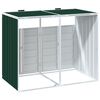 vidaXL Copribidone con Ruote per 2 Bidoni Verde 144x81x113 cm Acciaio