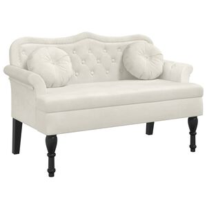 vidaXL Panca con Cuscini Crema 120,5x65x75 cm in Velluto