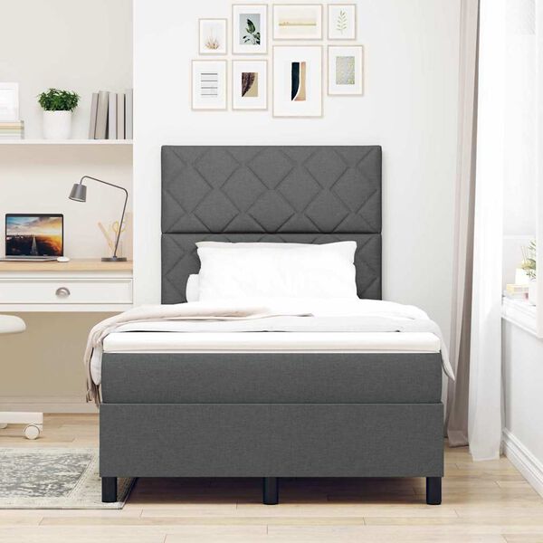 vidaXL Letto a molle con materasso Grigio scuro 120 x 200 cm Tessuto