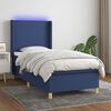 vidaXL Letto a Molle con Materasso e LED Blu 100x200cm in Tessuto