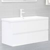 vidaXL Mobile Lavabo Bianco Lucido 90x38,5x45 cm in Legno Multistrato