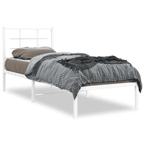 vidaXL Giroletto senza Materaso con Testiera Metallo Bianco 75x190 cm