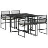 vidaXL Set da Pranzo da Giardino 5 pz Nero con Cuscini in Polyrattan